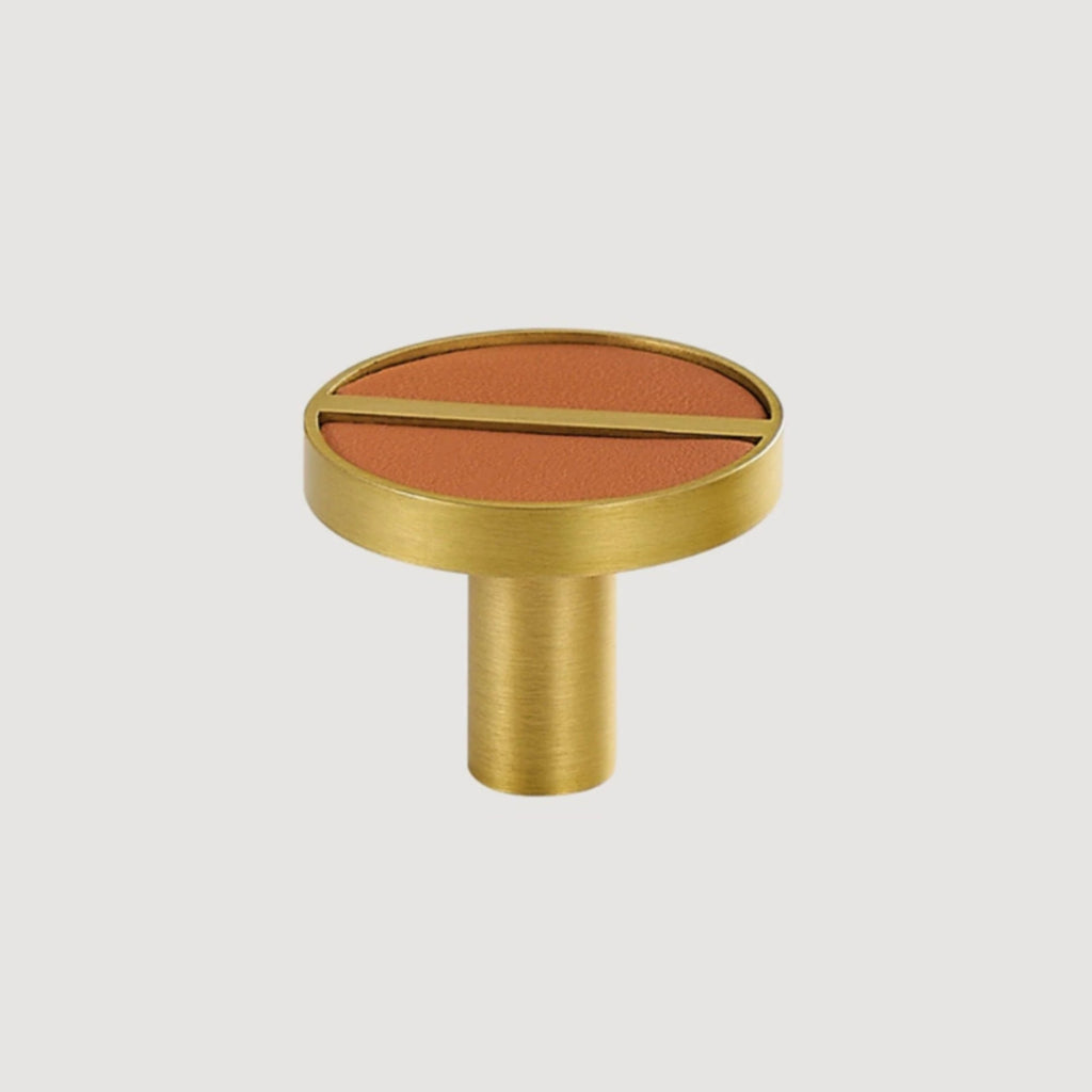 Knopf 1076 | Messing + Leder | Tan