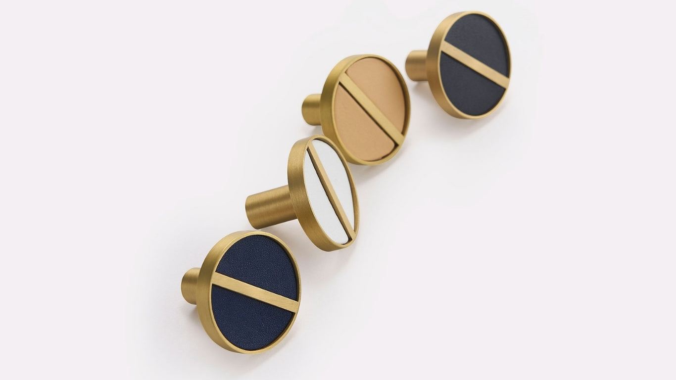 Knopp 1076 | Mässing + Läder | Beige